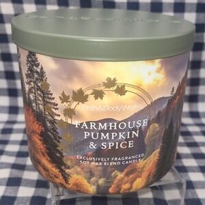 Bath & Body Works Farmhouse Pumpkin & Spice Candle with Green Lid